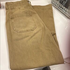 Anthropologie Tan Wide Leg Flare Jeans with Chic Design